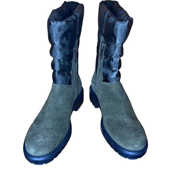 Aquatalia Lori Suede with Side Nylon Puff in Camouflage Water Resistant Olive Gr - Picture 5 of 13